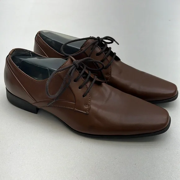 Calvin Klein | Shoes | Calvin Klein Brown Benton Vegan Lace Up Dress Shoes  Loafers Mens 85 | Poshmark